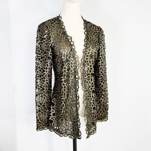 Alberto Makali | Gold and Black Mesh Open Jacket | Sz M